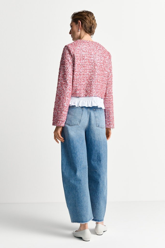 Rich & Royal Sequin Jacket with Peplum in Powder Rosé