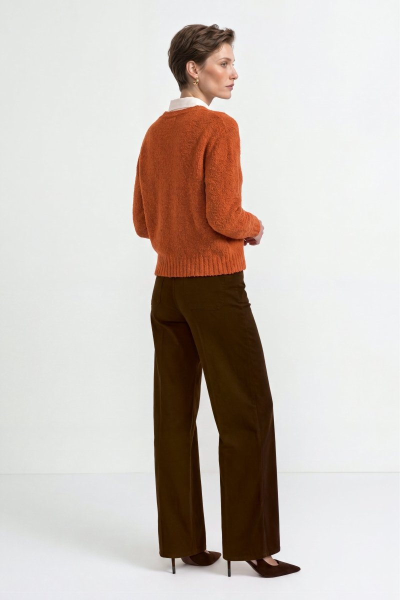 RICHROYAL Bouclé Pullover Crew Neck in Urban Ember