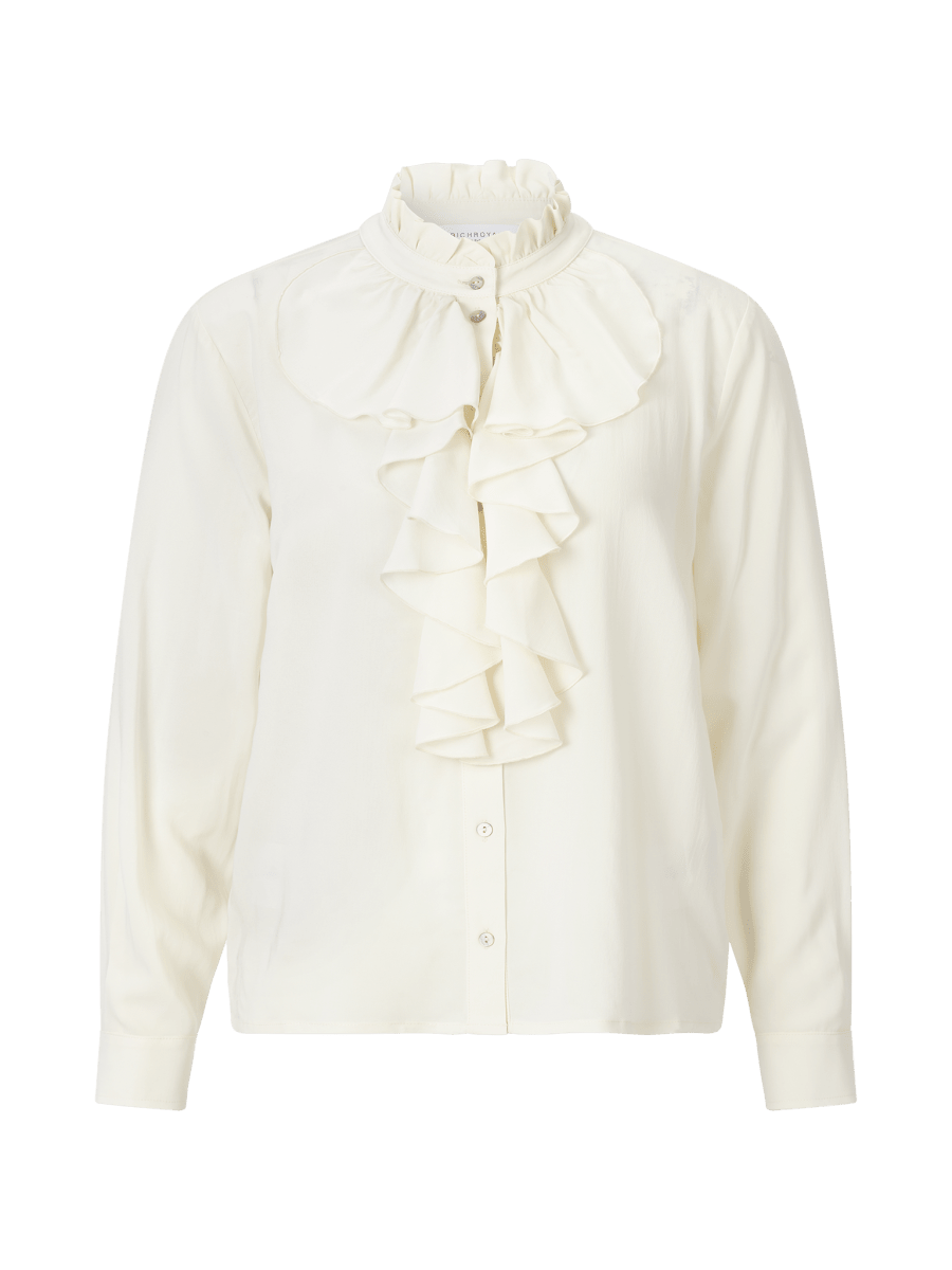 RICHROYAL Viskose Bluse mit Volant in Pearl White