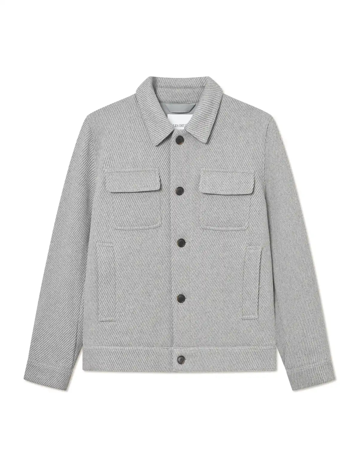 Les Deux Wolljacke Nash Twill in der Farbe Grey Melange