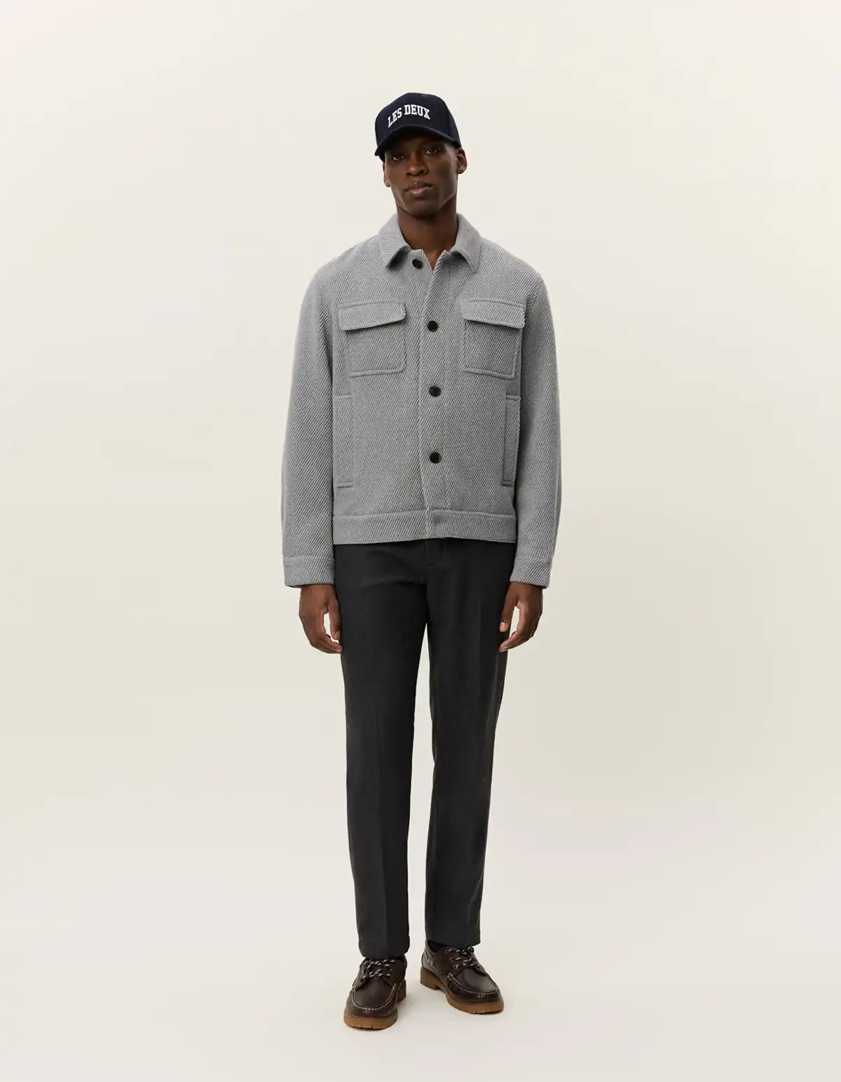 Les Deux Wolljacke Nash Twill in der Farbe Grey Melange