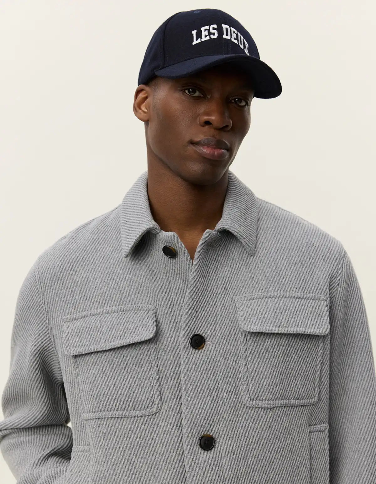 Les Deux Wolljacke Nash Twill in der Farbe Grey Melange