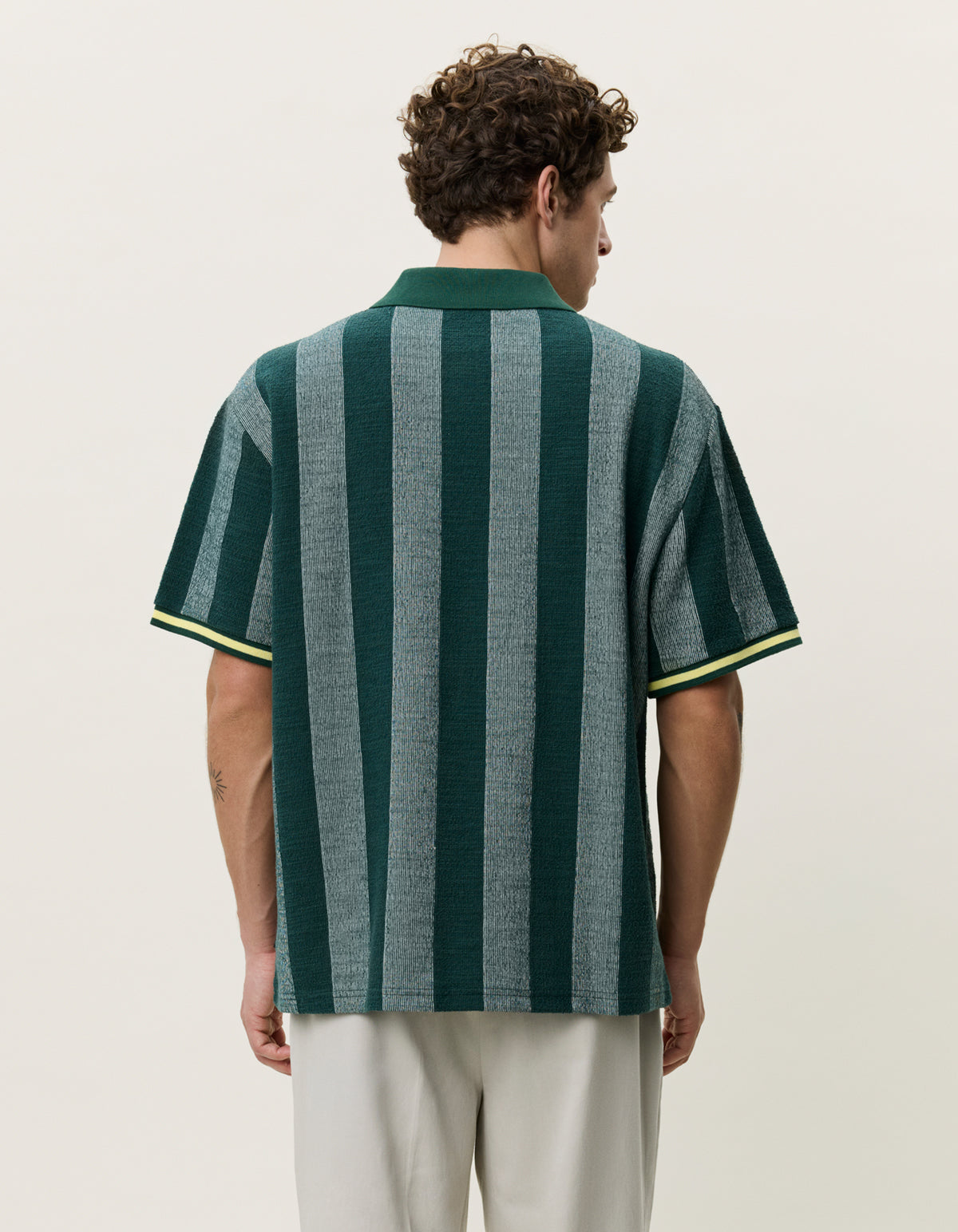 Les Deux Stripe Jacquard Football Jersey T-Shirt Loose in Grün für Herren