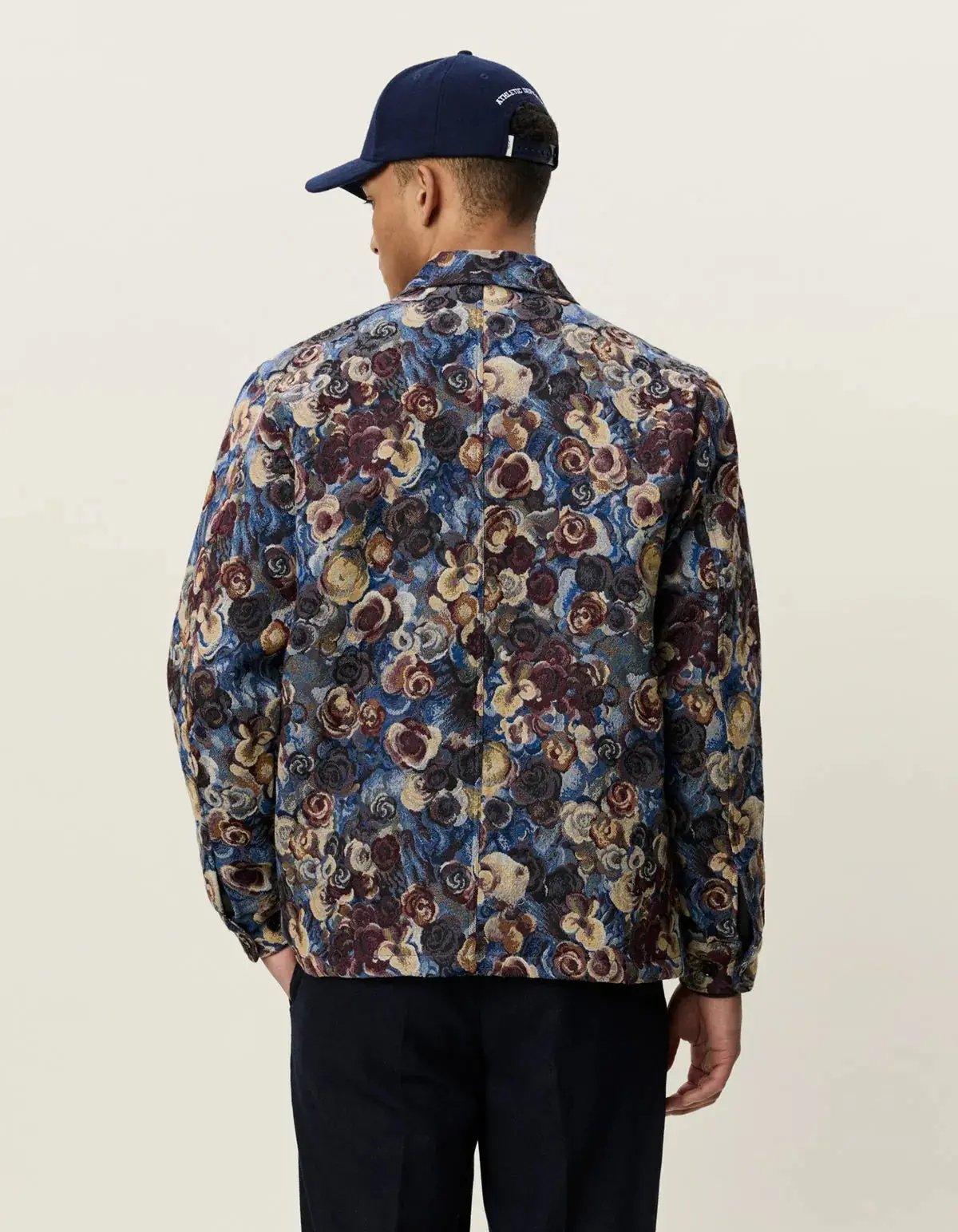 Les Deux Flower Jacquard Overshirt Blau
