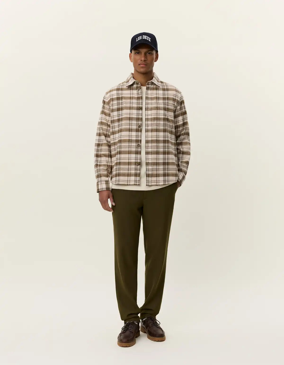Les Deux Hemdjacke Lennon Check in der Farbe Irish Cream Beige
