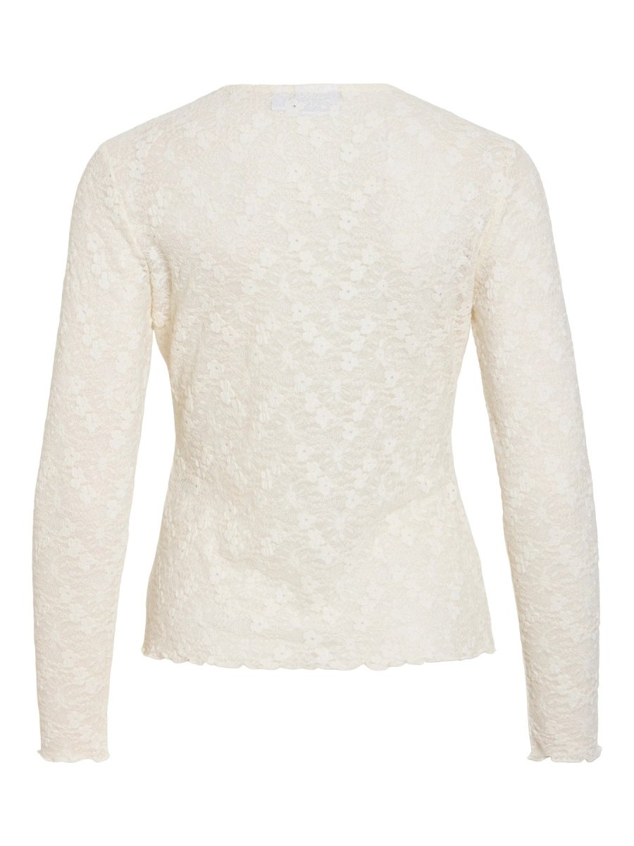 Vila Bluse VIFAY O-NECK L/S TOP - NOOS in der Farbe Egret