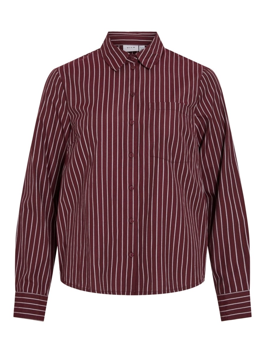Vila Damen Bluse Vidarma Langarm Regular Shirt - Port Royale Bright White