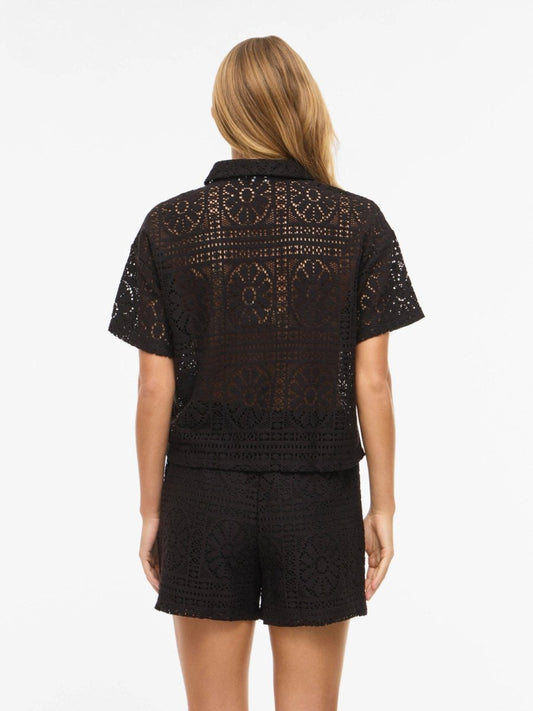 Vila Damen Shirt Vimerinda 2 4 Shirt Vol 2 - Black Beauty