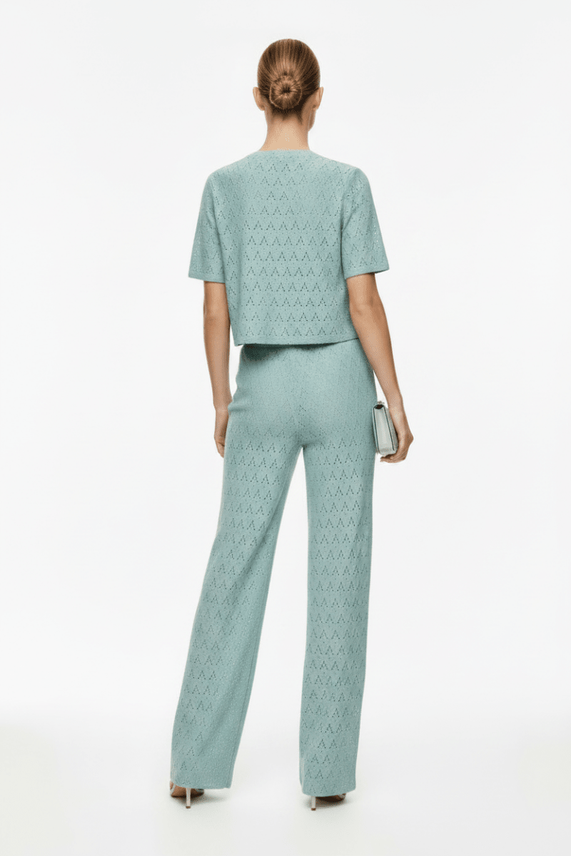 Vila Hose VIAMALINA HW WIDE PANTS/VOL/PB - Blue Surf