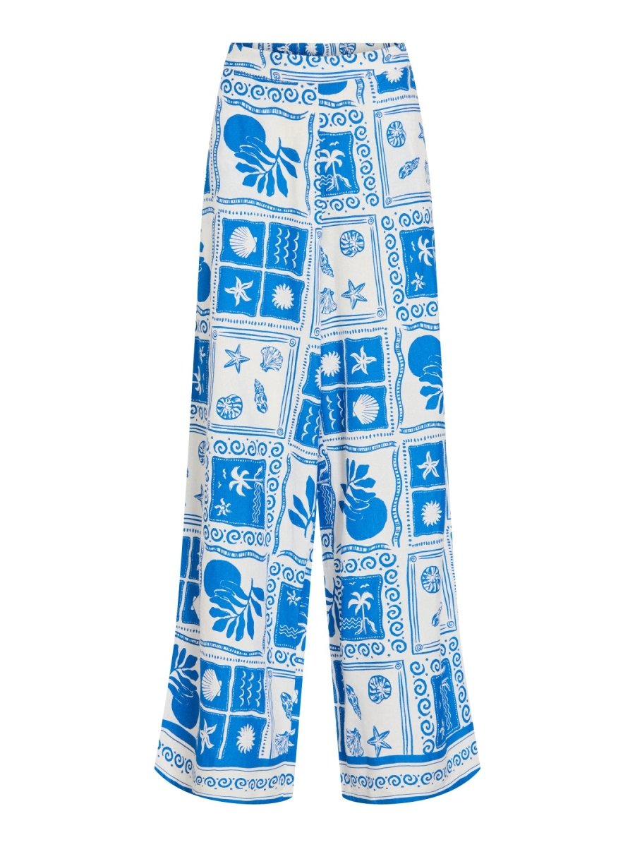Vila Hose VIJOSIA SCA HW WIDE PANTS - Victoria Blue SCA