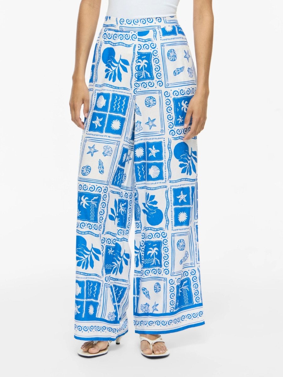 Vila Hose VIJOSIA SCA HW WIDE PANTS - Victoria Blue SCA