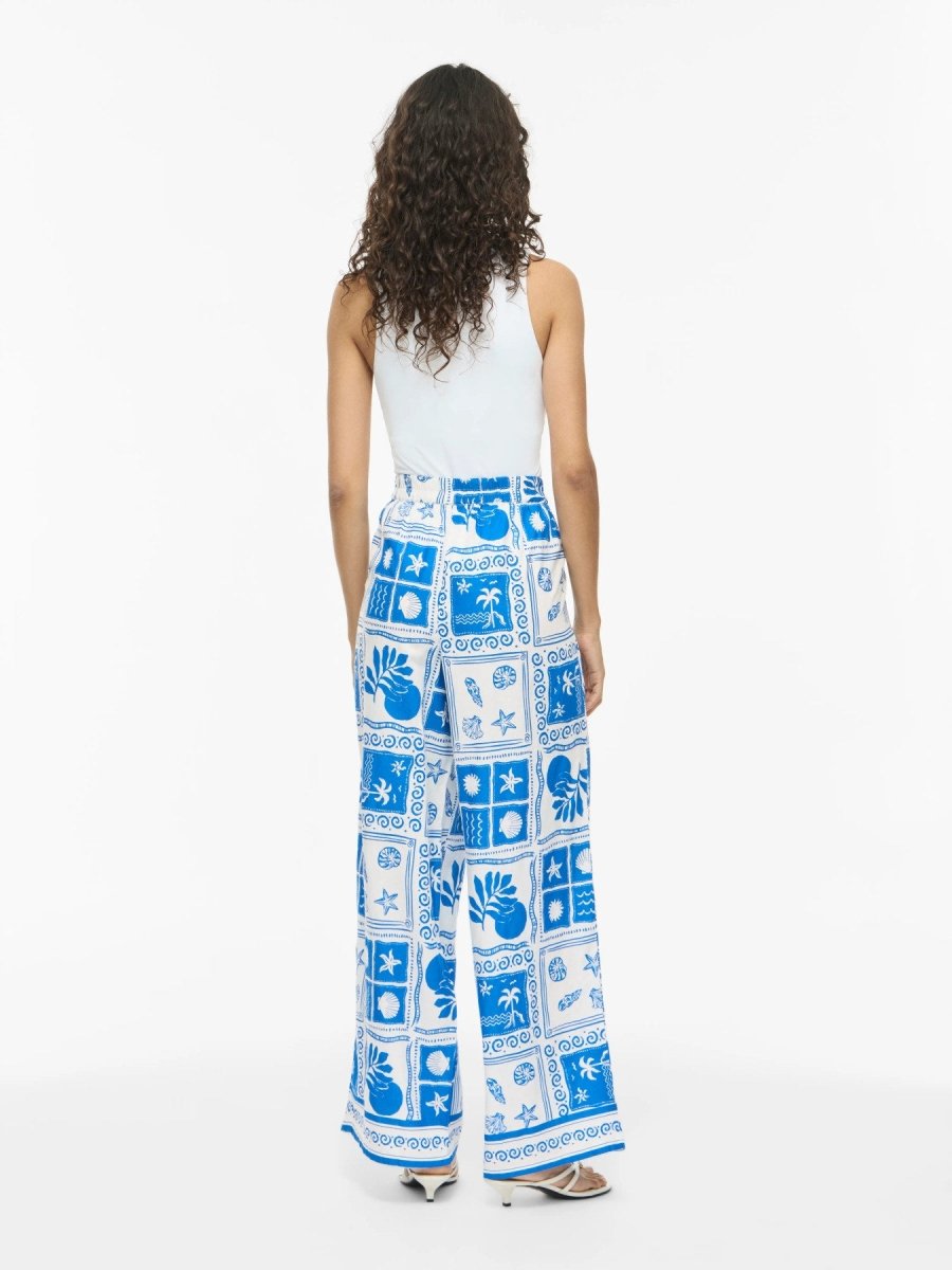 Vila Hose VIJOSIA SCA HW WIDE PANTS - Victoria Blue SCA