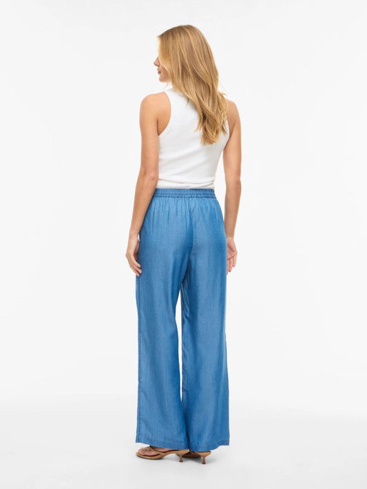 Vila Hose VITEVIRA HW PANT/VOL - Medium Blue Denim
