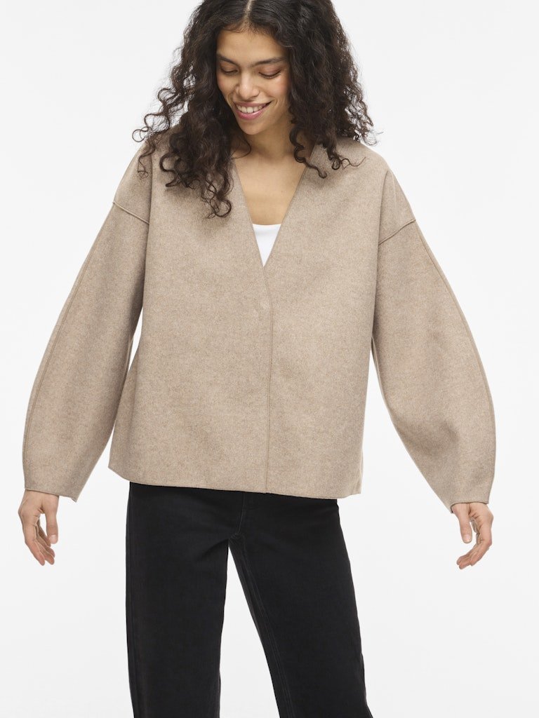 Vila Jacke Loose Fit Langarm Natural Melange
