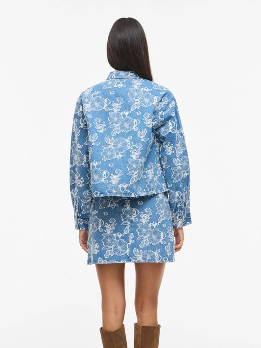 VILA Jeansjacke VIIANAIS NEW L/S JACQUARD DENIM JACKET - Light Blue Denim JACQUARD