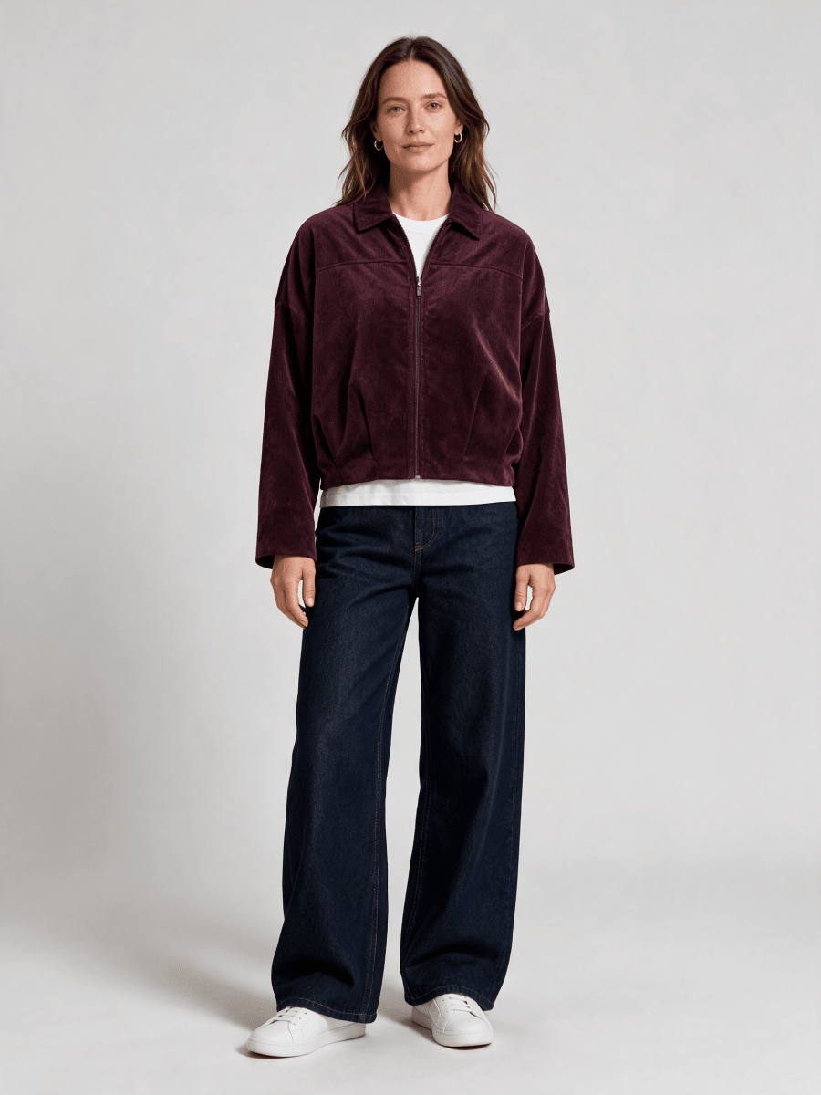 Vila Jeansjacke Zipper Langarm in Port Royale