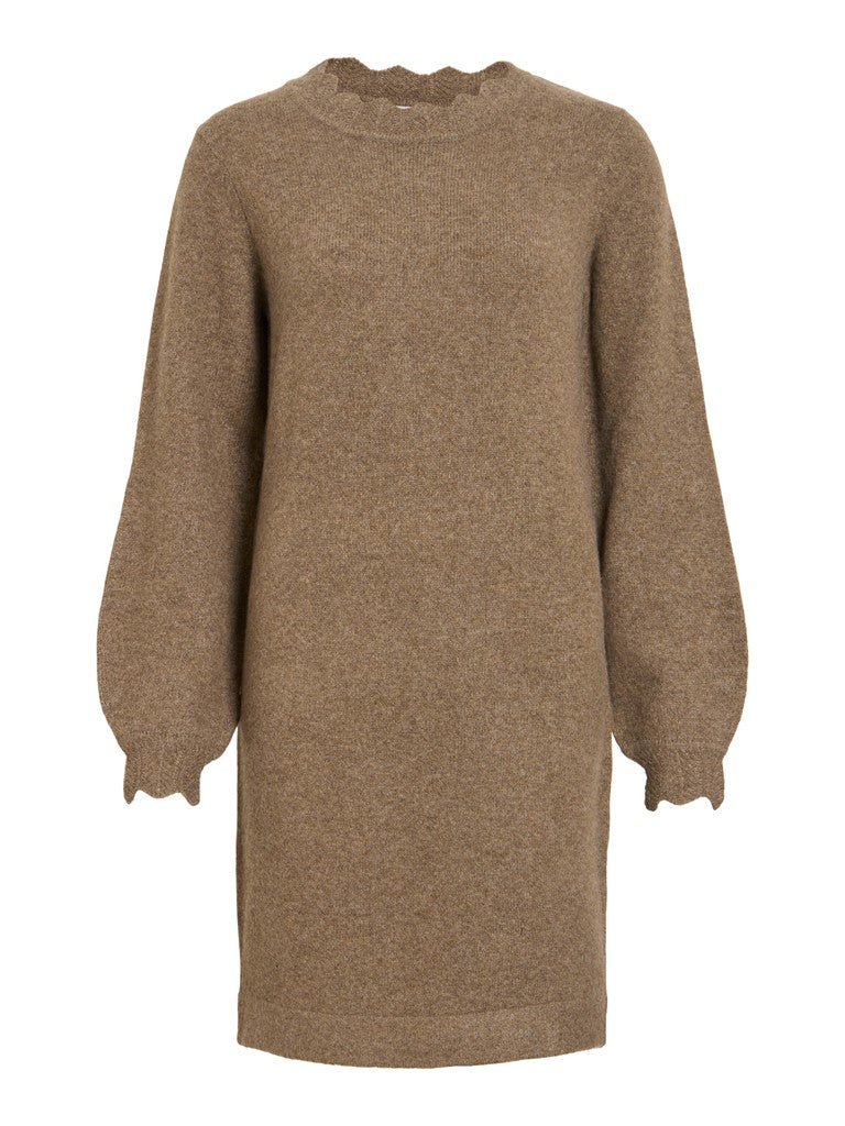 Vila Kleid Rundhals Langarm Strick Falcon Melange