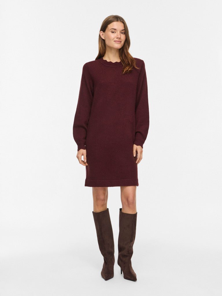 Vila Kleid Rundhals Langarm Strick Port Royale Melange