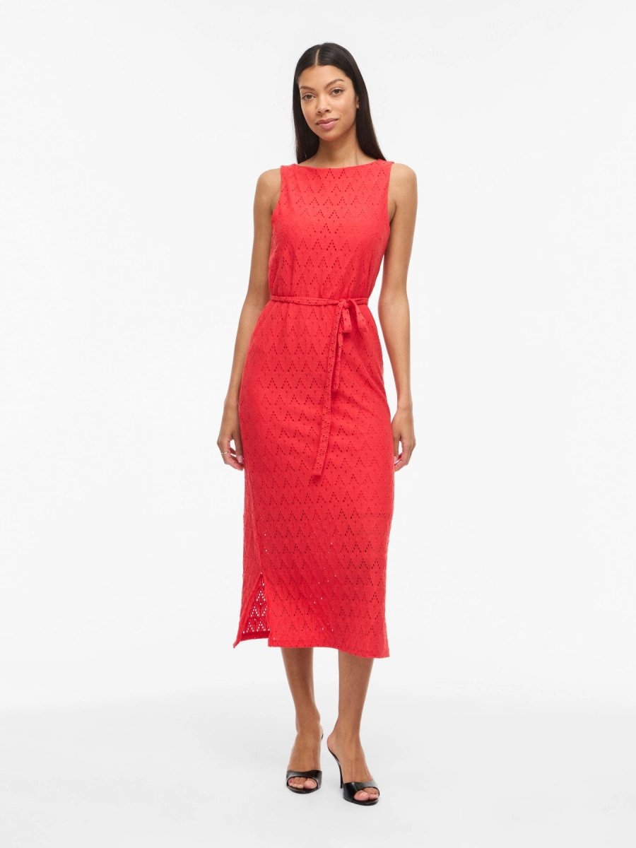 Vila Midi - Kleid VIAMALINA S/L MIDI DRESS/VOL/PB - Hibiscus