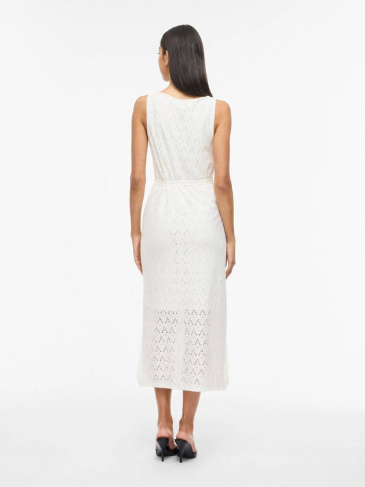 Vila Midi - Kleid VIAMALINA S/L MIDI DRESS/VOL/PB - Snow White