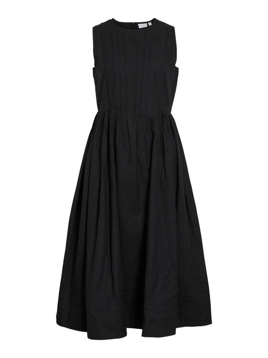 VILA Midikleid VIJIMBA O - NECK S/L MIDI DRESS - Black Beauty