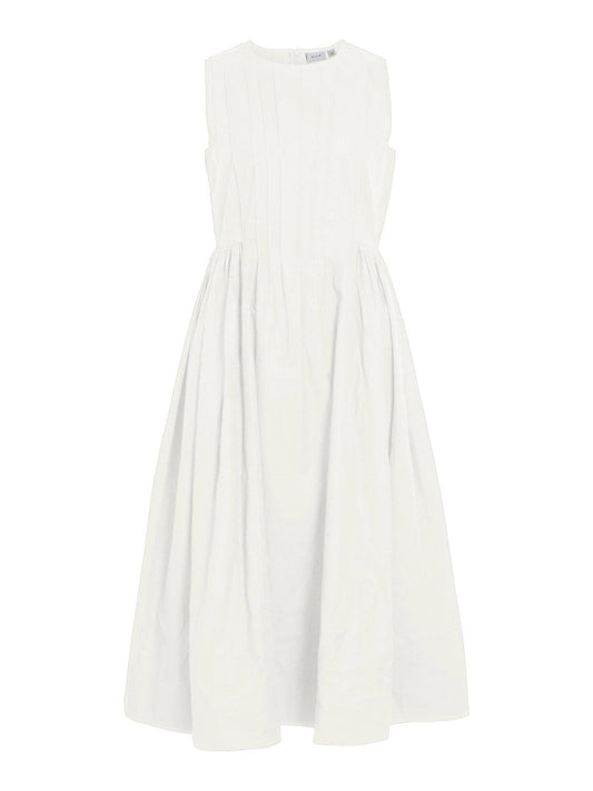 VILA Midikleid VIJIMBA O - NECK S/L MIDI DRESS - Snow White