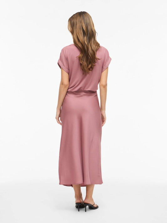 Vila Midirock VIELLETTE HW MIDI SKIRT in Nostalgia Rose
