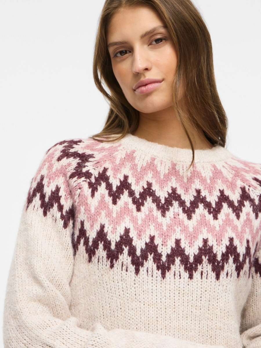 Vila Pullover Vitoni in Super Light Natural Melange Port Royale/Nostalgia Rose