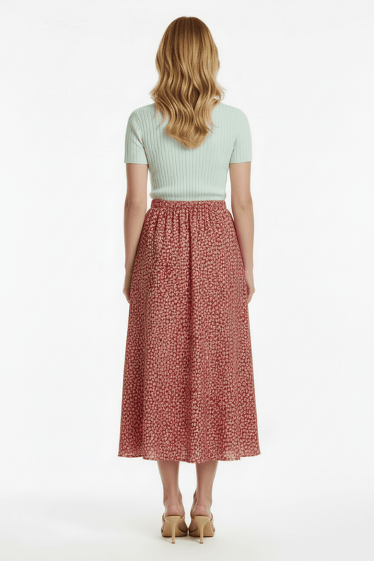 VILA Rock VIGRACE HW ANKLE SKIRT - Hibiscus DOT SANDSHELL