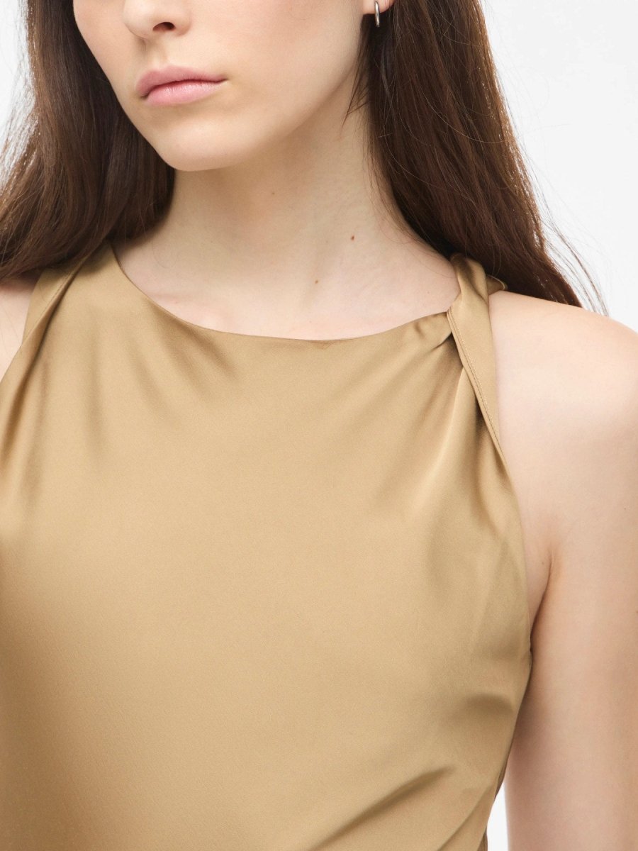 Vila ROUGE EDIT Midikleid ROUSHYRAS S/L MIDI DRESS/2 - Petrified Oak