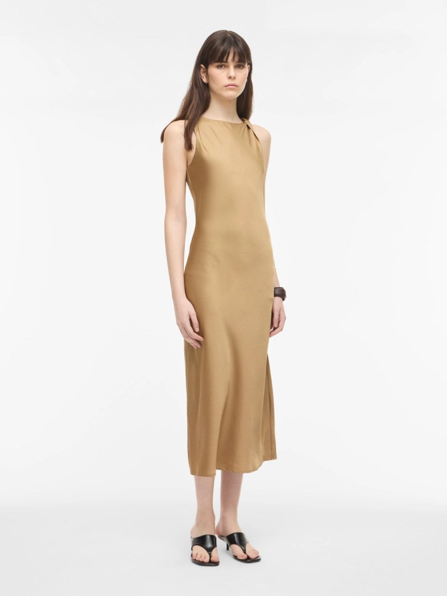 Vila ROUGE EDIT Midikleid ROUSHYRAS S/L MIDI DRESS/2 - Petrified Oak