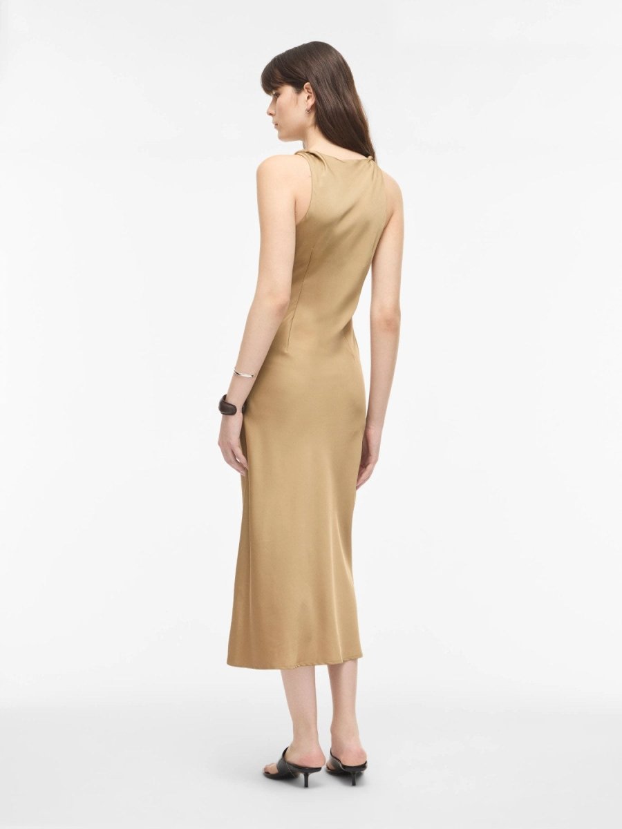 Vila ROUGE EDIT Midikleid ROUSHYRAS S/L MIDI DRESS/2 - Petrified Oak
