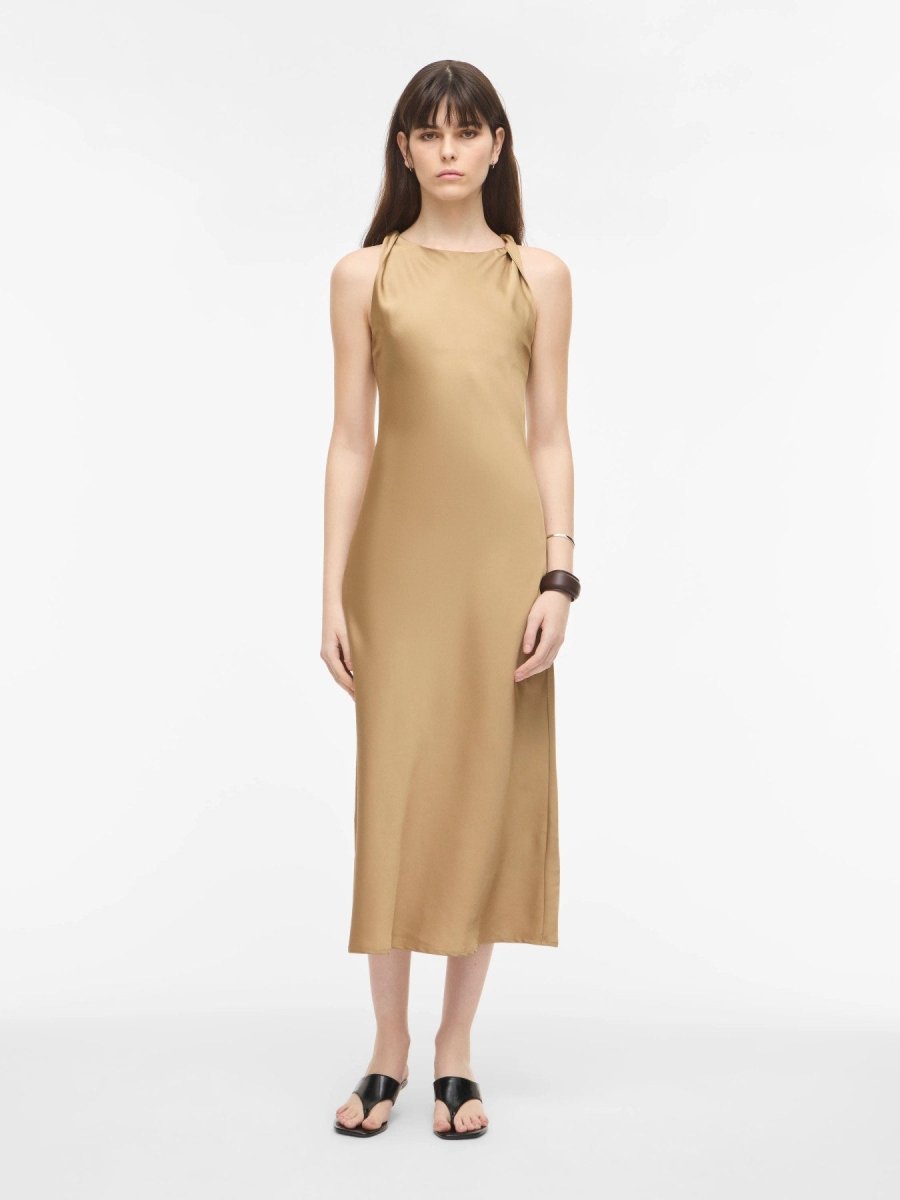 Vila ROUGE EDIT Midikleid ROUSHYRAS S/L MIDI DRESS/2 - Petrified Oak