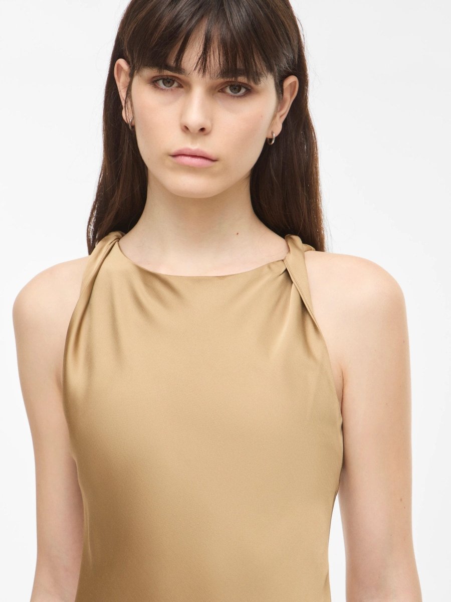 Vila ROUGE EDIT Midikleid ROUSHYRAS S/L MIDI DRESS/2 - Petrified Oak