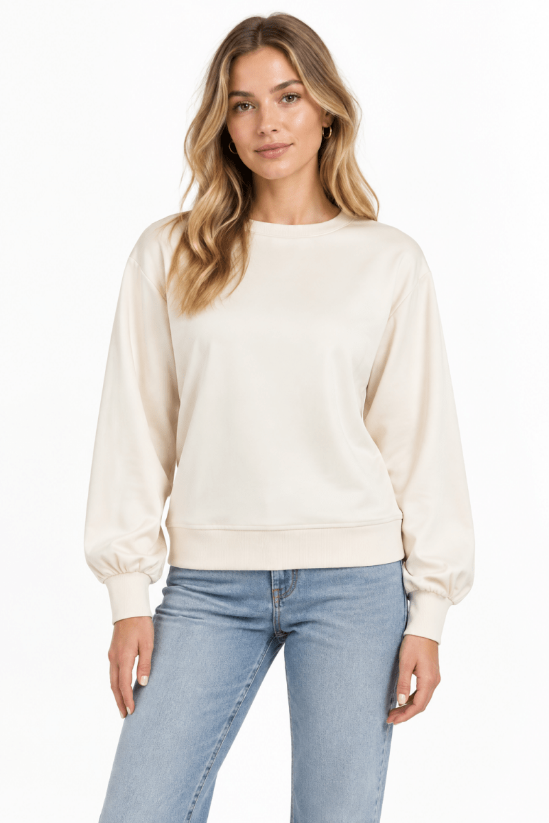Vila Rundhals-Longsleeve-Top Viliso in Birch