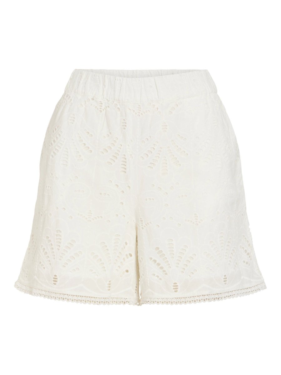 Vila Shorts VIYARA RW BRODERI ANGLAISE SHORTS - Cloud Dancer