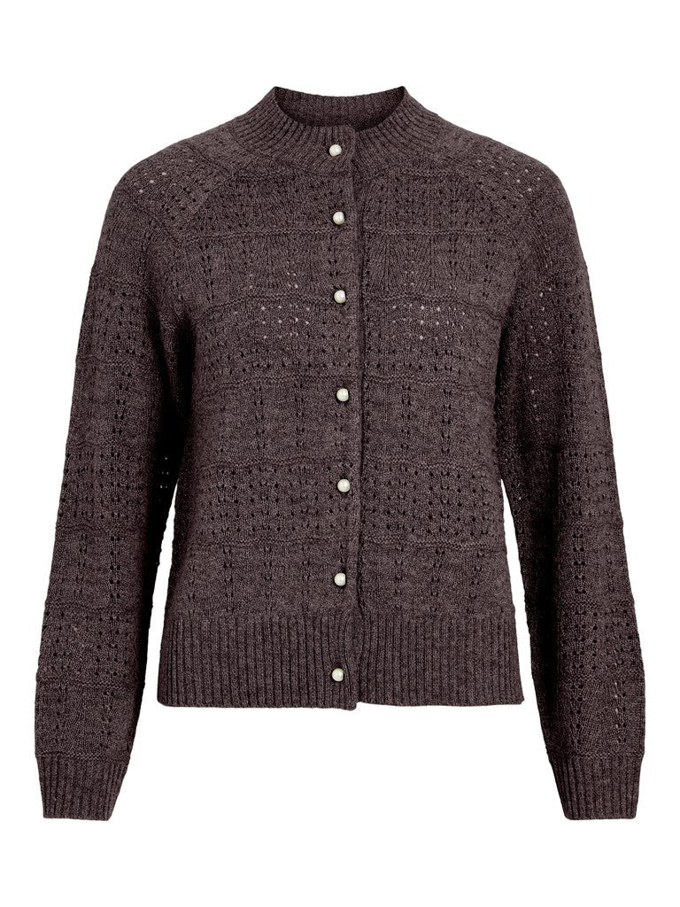 Vila Strickjacke Visapna in Raisin Melange