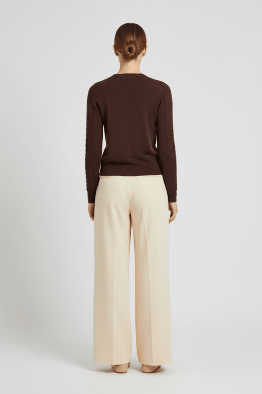 Vila Strickjacke Zopfmuster Langarm Strick Cardigan Coffee Bean