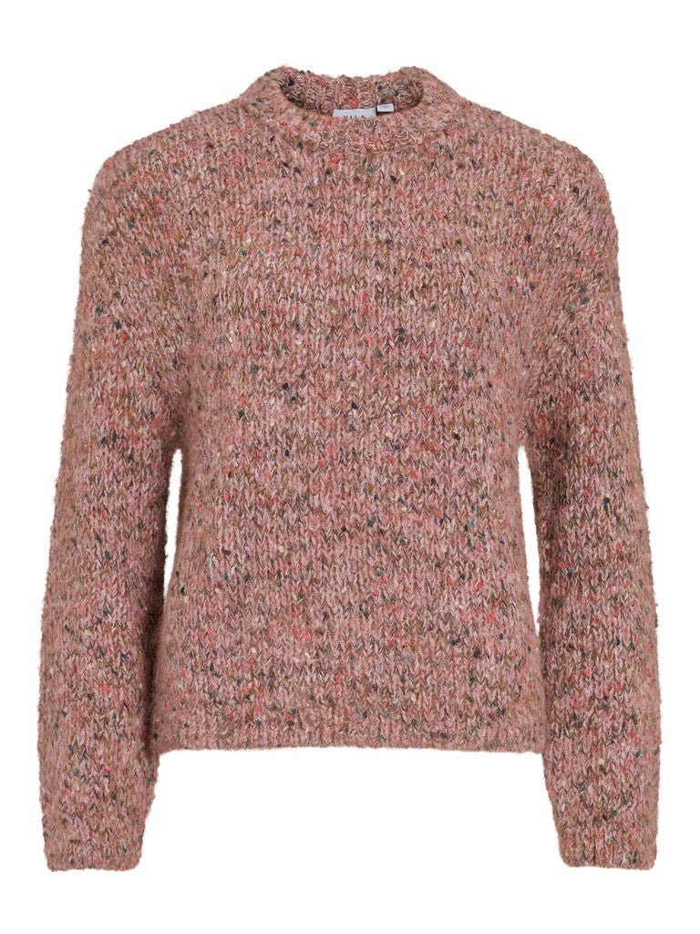 Vila Strickshirt Rundhals Langarm Strick Top Nostalgia Rose Multi