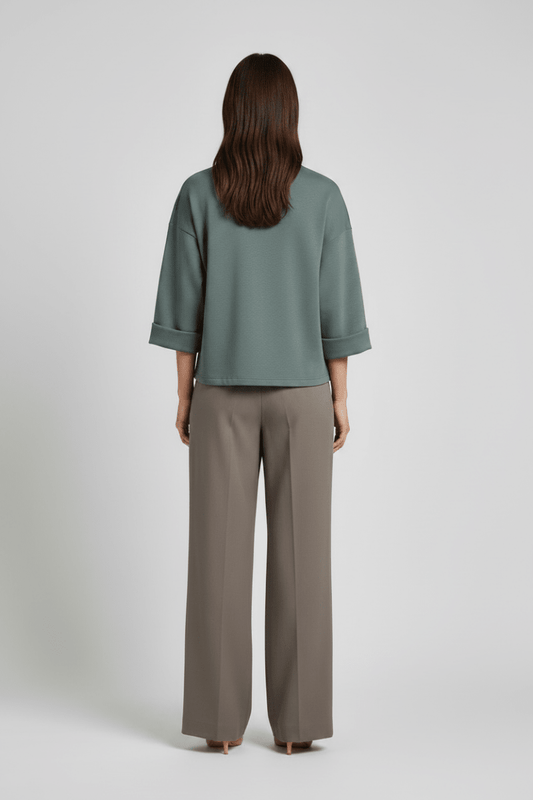 Vila Sweatshirt Stehkragen 3/4-Arm Sweat Top Balsam Green