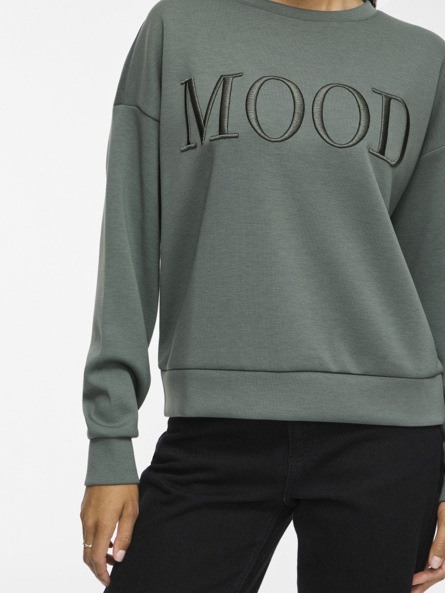 Vila Sweatshirt VIREFLECT mit Stickerei langarm in Balsam Green