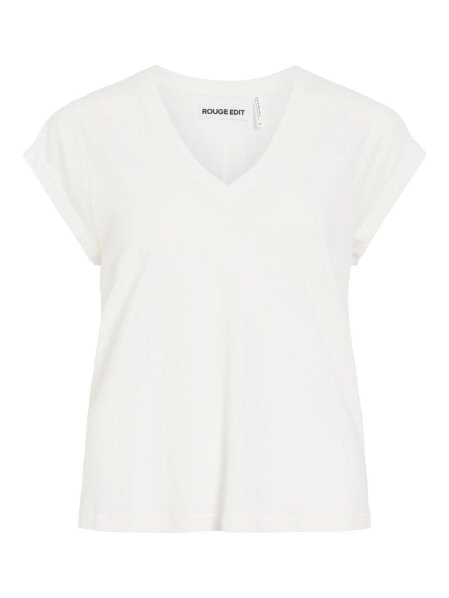 Vila T-Shirt Cloud Dancer - ROUHANNA S/S V - NECK TEE