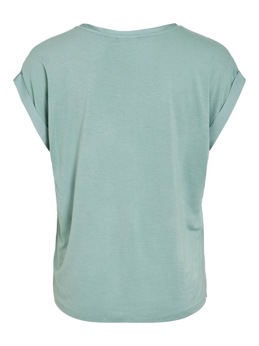 Vila T-shirt Viellette Satin Top in der Farbe Blue Surf