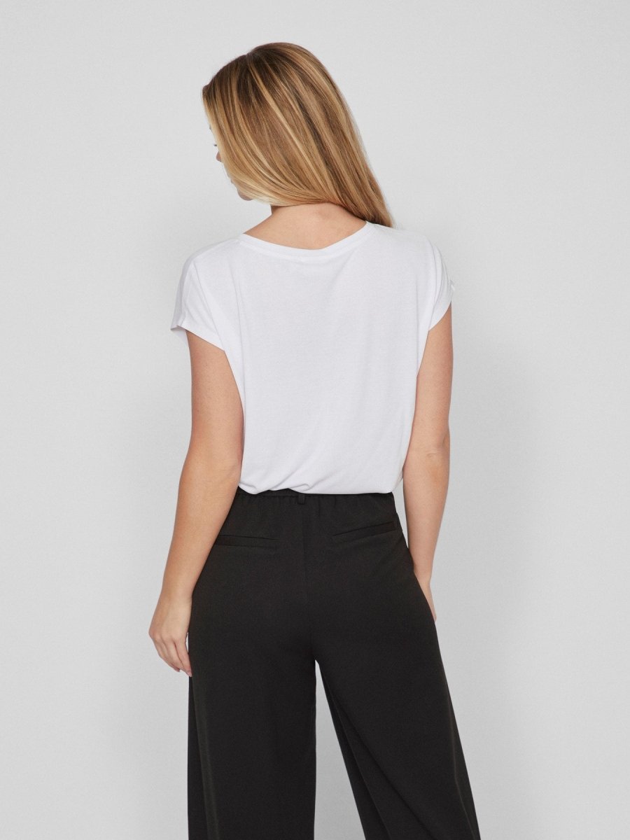 Vila T-Shirt VIMODALA V-NECK S/S TOP - Optical Snow