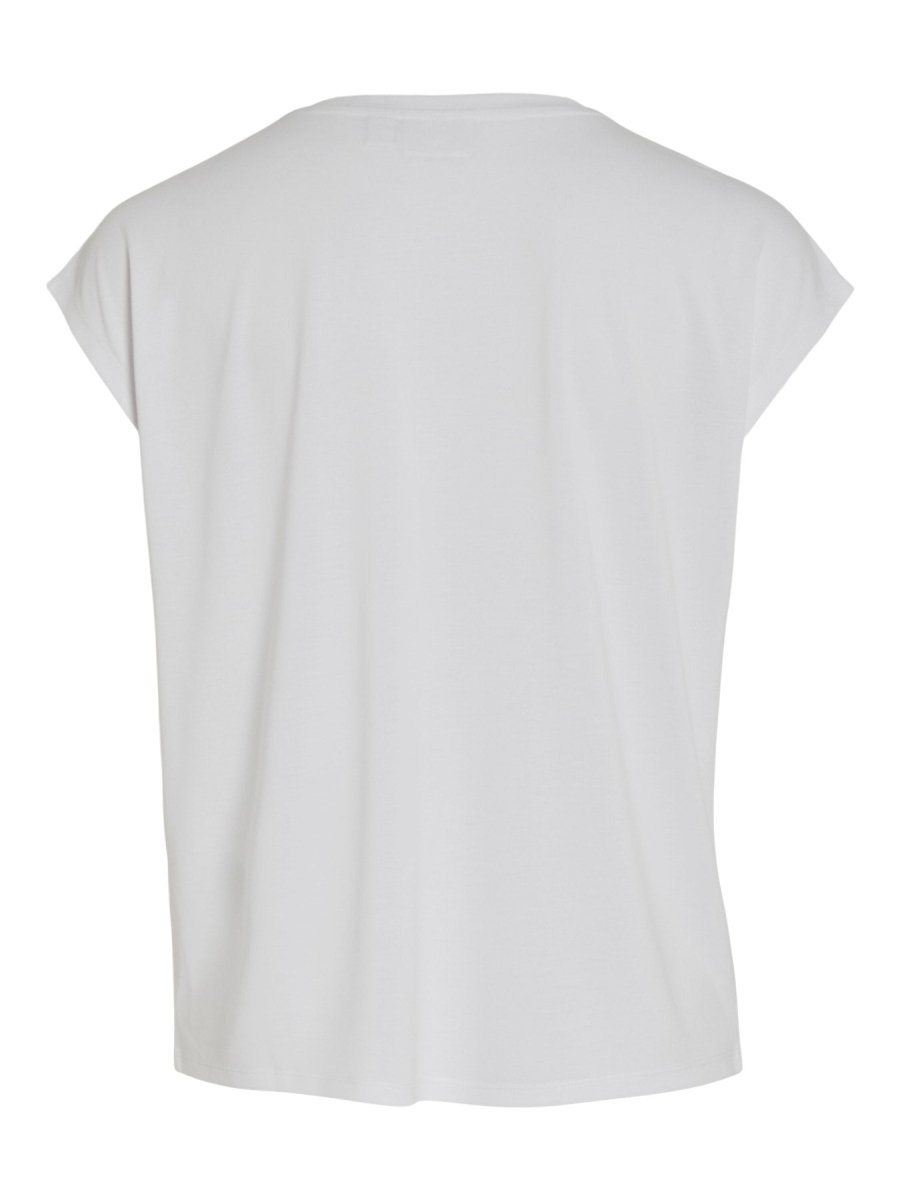 Vila T-Shirt VIMODALA V-NECK S/S TOP - Optical Snow