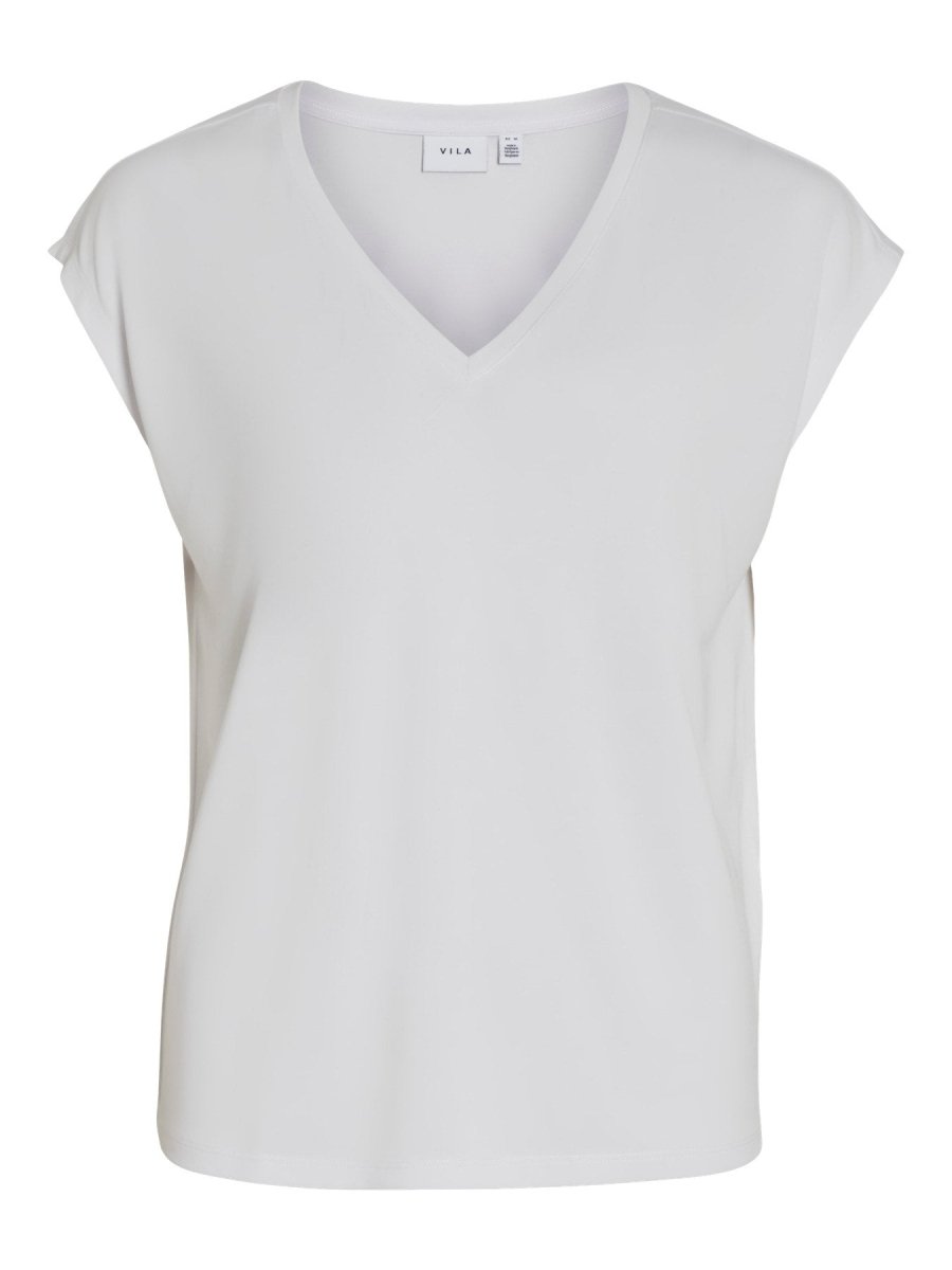 Vila T-Shirt VIMODALA V-NECK S/S TOP - Optical Snow
