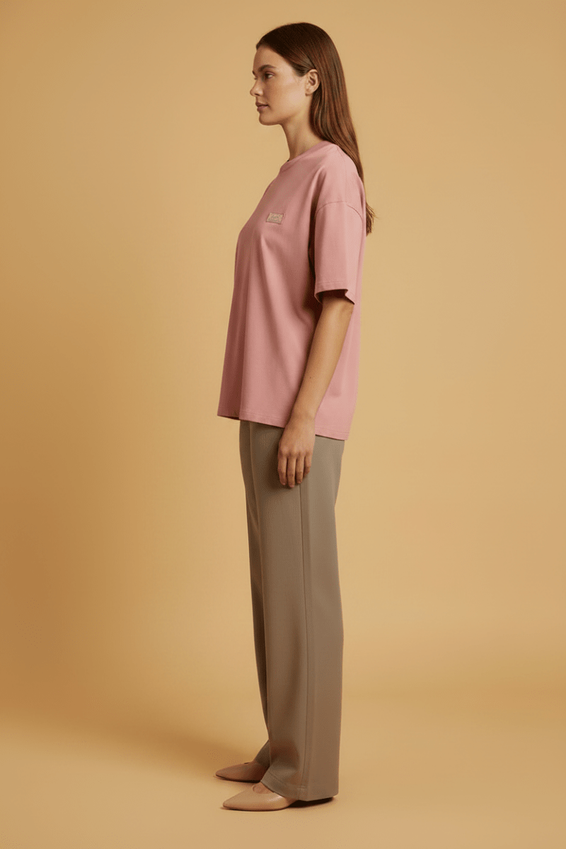 Vila T-Shirt VINORANI PATCH O-NECK S/S T-SHIRT - Mauveglow EMB SNOW WHITE