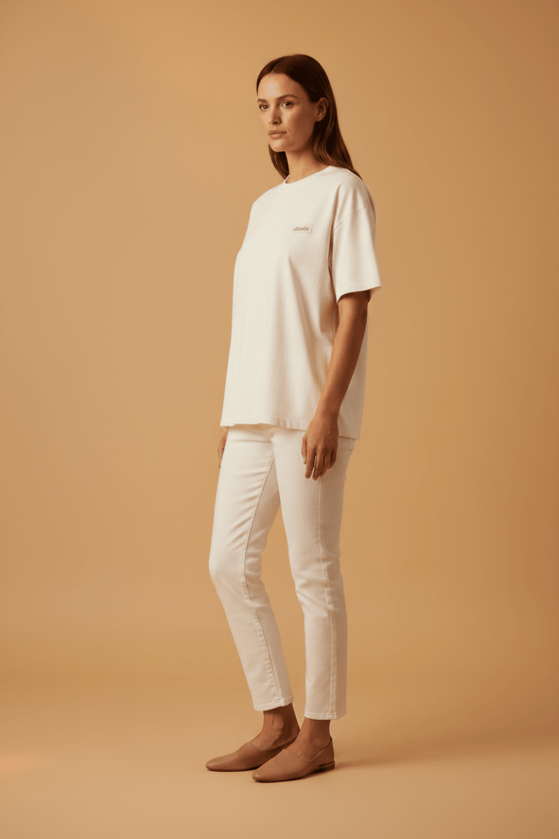 Vila T-Shirt VINORANI PATCH O-NECK S/S T-SHIRT - Snow White EMB MAUVEGLOW