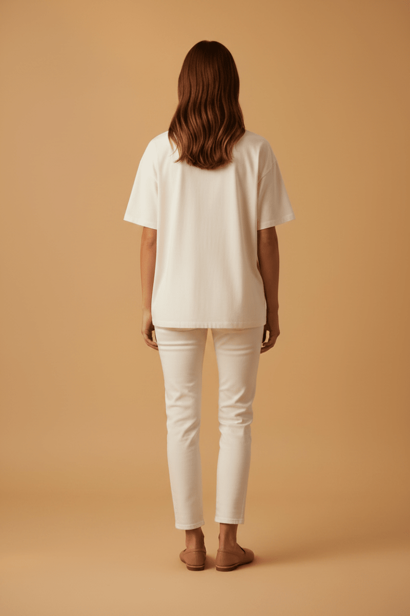 Vila T-Shirt VINORANI PATCH O-NECK S/S T-SHIRT - Snow White EMB MAUVEGLOW
