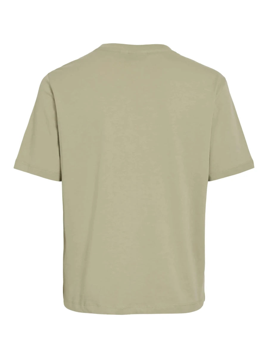 Vila T-Shirt Visybil Balance EMB O - Neck S/S in der Farbe Elm Oliv